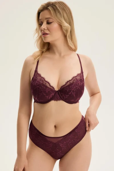 Kalhotky Cloe - vyšší pas - Hnědo-červená (Mahoniová)