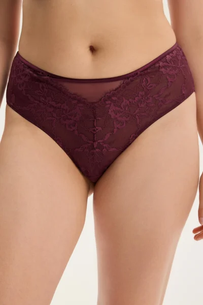 Kalhotky Cloe - vyšší pas - Hnědo-červená (Mahoniová)