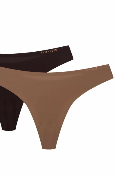 2 PACK tanga Pearls - Hnědo-béžová