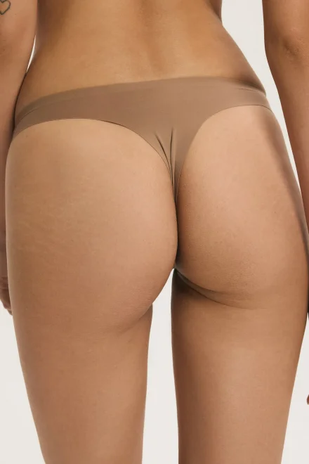 2 PACK tanga Pearls - Hnědo-béžová