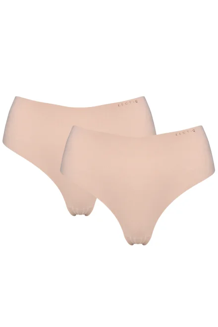 2 PACK Tanga s vyšším pasem Persilia - bavlna - Béžová