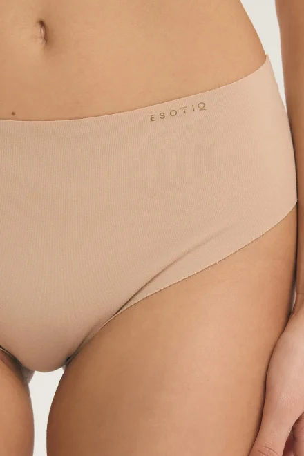 2 PACK Tanga s vyšším pasem Persilia - bavlna - Béžová