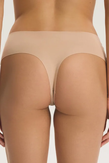 2 PACK Tanga s vyšším pasem Persilia - bavlna - Béžová