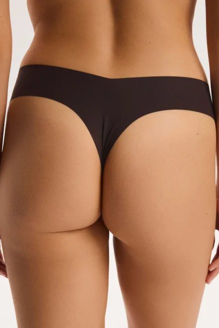 2 PACK tanga Pilar - Černo-hnědá