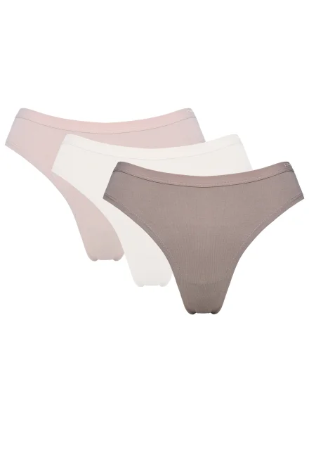 3 PACK tangá Peggy – bavlna - Béžovo-ružová