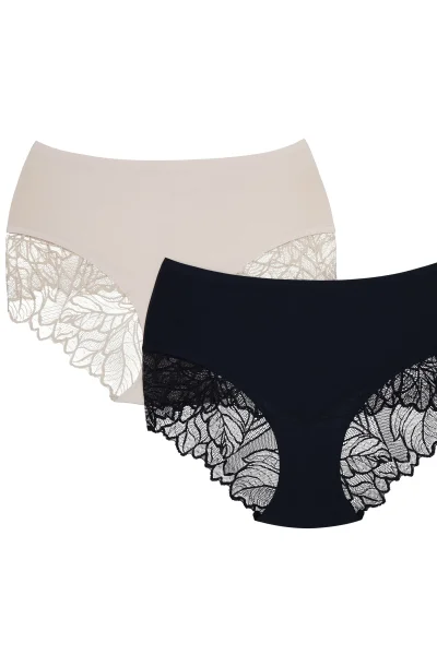 2 PACK kalhotky Pansy - Černá-ecru