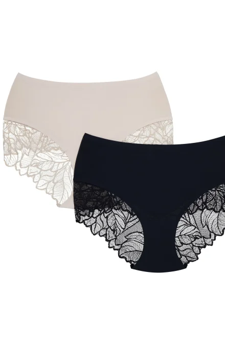 2 PACK kalhotky Pansy - Černá-ecru