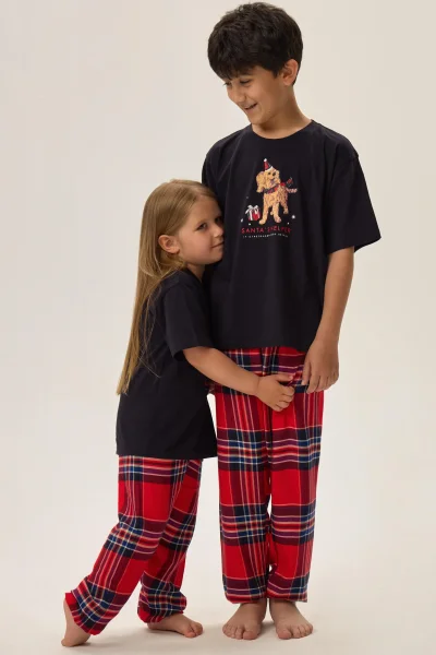 Dětské pyžamo Jolina - Tmavě modrá-červená