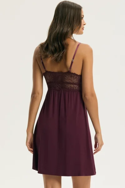 Noční košilka Canti - viskóza - Hnědo-červená (Mahoniová)