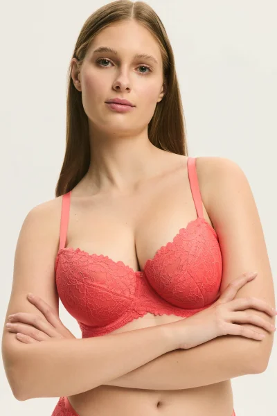 Polovyztužená podprsenka Lynn - Korálová