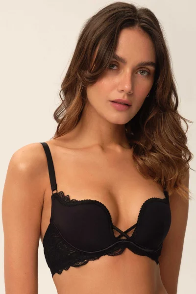 Hladká push-up podprsenka Claudie - Černá