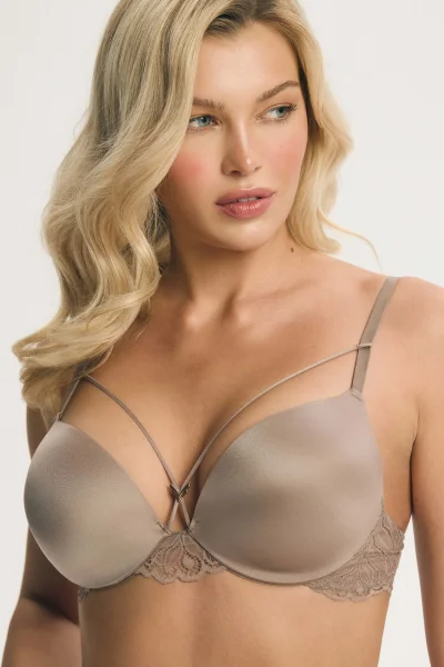 Push-up podprsenka Aurora - super push-up efekt - Mocca