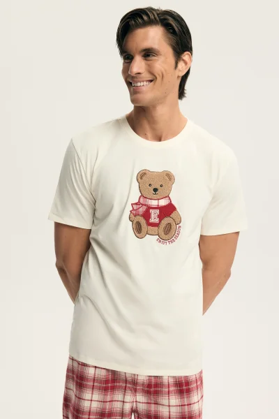 CRE Pánské pyžamo Chrismis - Krémová