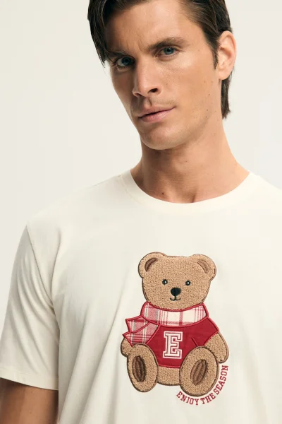 CRE Pánské pyžamo Chrismis - Krémová