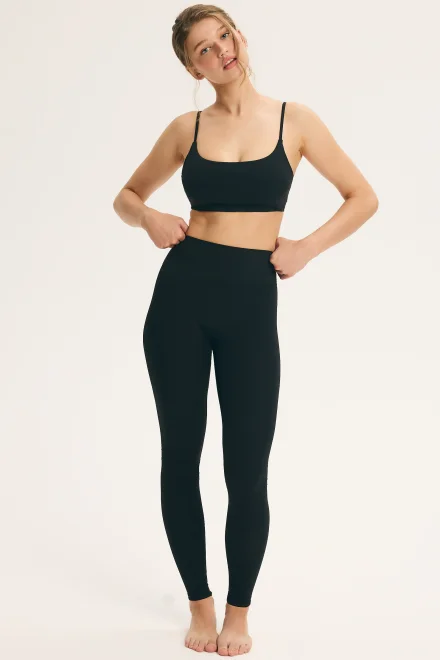 Sportovní legíny Leg Day - s vyšším pasem - Černá