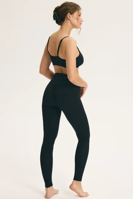 Sportovní legíny Leg Day - s vyšším pasem - Černá