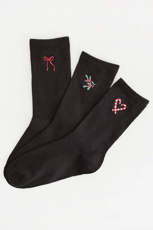 3 PACK Dámské vánoční ponožky Mistletoe