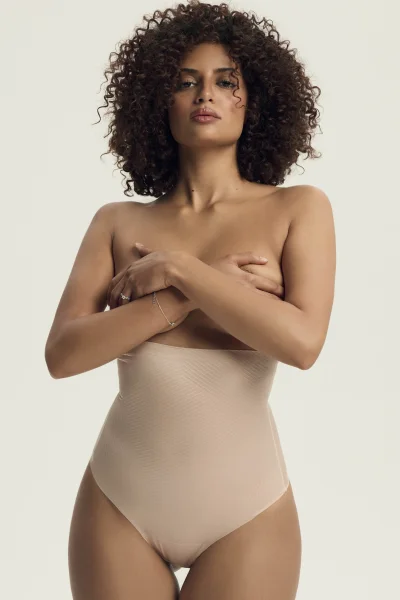 Modelující tanga Shapy - vyšší pas - Béžová