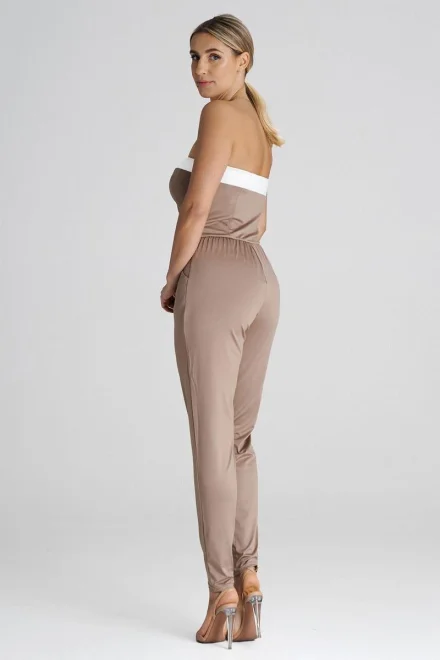 Elegantní overal M1025 béžový - dlouhý - Béžová