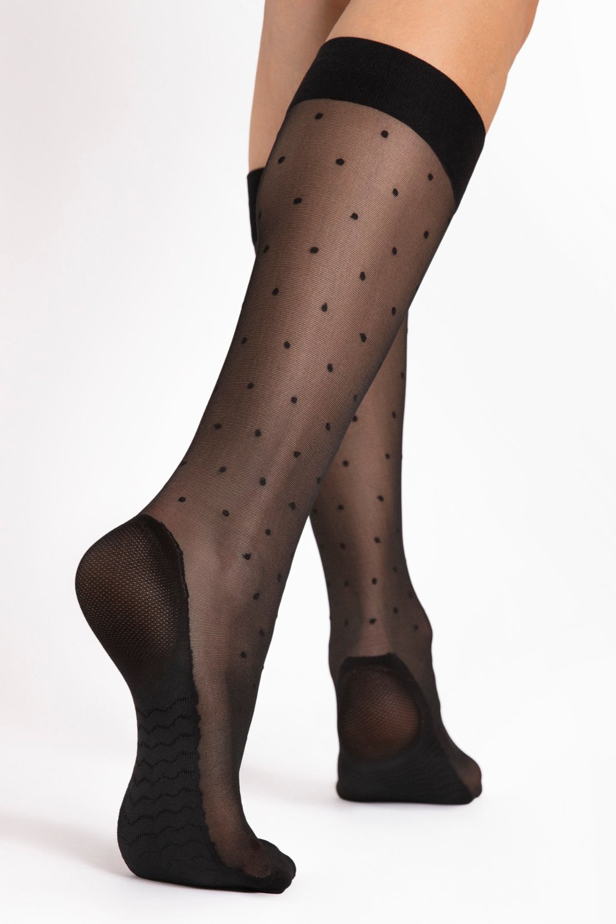 Podkolenky Fiore Dots Massage - 20 DEN Černá Uni