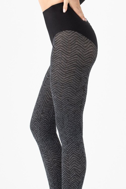 Vzorované silonky Fiore G 6076 Chevron Chic - 60 DEN Tmavě šedá 4-L