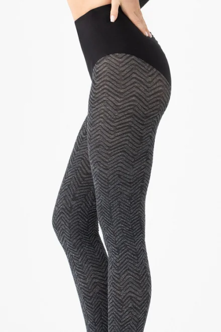 Vzorované silonky G 6076 Chevron Chic - 60 DEN - Tmavě šedá