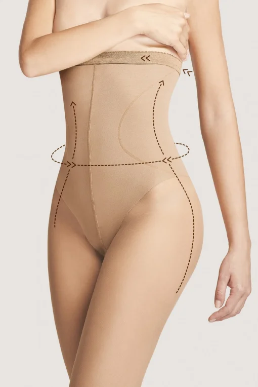 Hladké zeštíhlující silonky Bikini - 20 DEN - vysoký pas