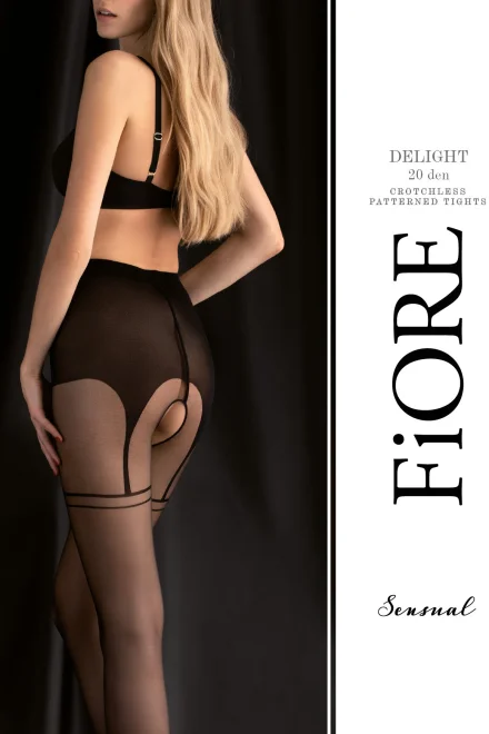 Vzorované silonky Delight 20 Den - sexy - Černá