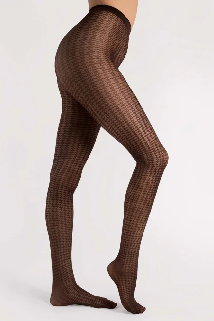 Vzorované silonky Ufficio 30 DEN - Hnědá