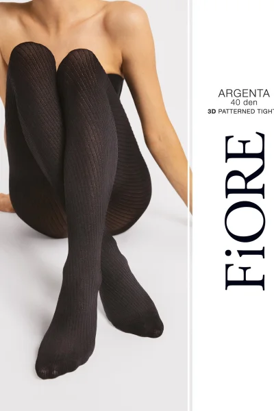 Vzorované silonky Argenta - 40 DEN - Černá