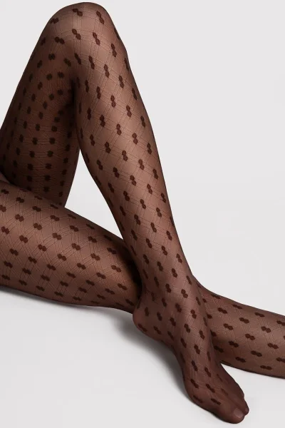 Vzorované silonky Bijou - 20 DEN - Mocca