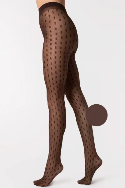 Vzorované silonky Bijou - 20 DEN - Mocca