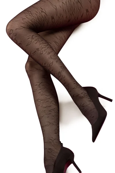 Vzorované silonky Stephanie - 30 DEN - Černá