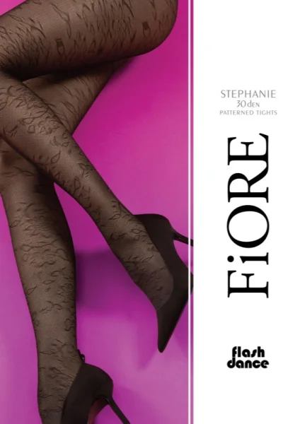 Vzorované silonky Stephanie - 30 DEN - Černá