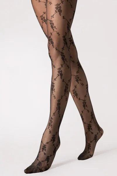 Vzorované silonky Rosalia - 20 DEN - Černá