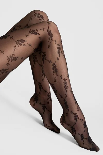 Vzorované silonky Rosalia - 20 DEN - Černá