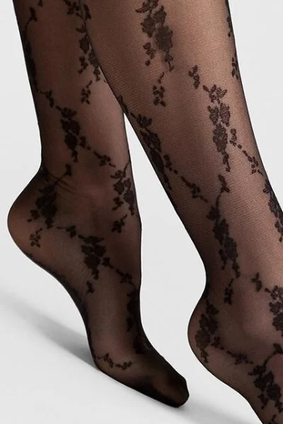 Vzorované silonky Rosalia - 20 DEN - Černá