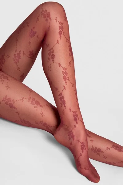 Vzorované silonky Rosalia - 20 DEN - Bordó