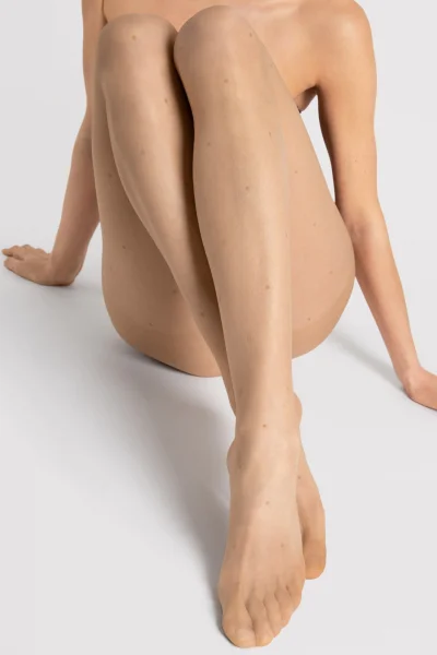 Vzorované silonky Pia - 10 DEN - Béžová