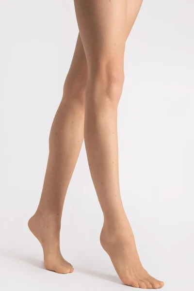 Vzorované silonky Pia - 10 DEN - Béžová