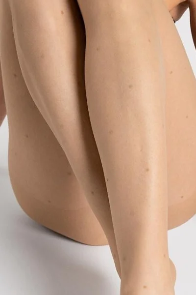 Vzorované silonky Pia - 10 DEN - Béžová