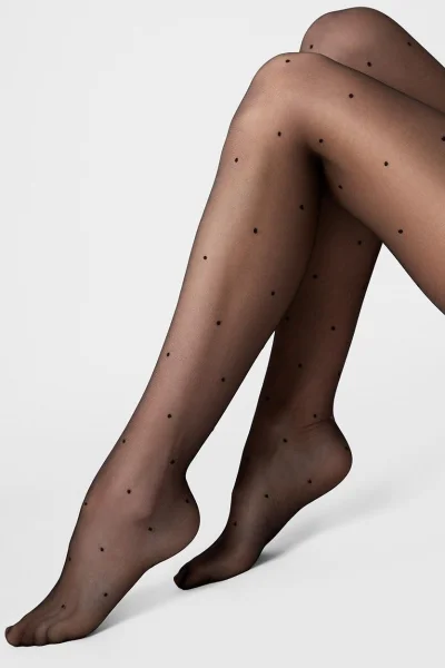 Vzorované silonky Pia - 10 DEN - Černá