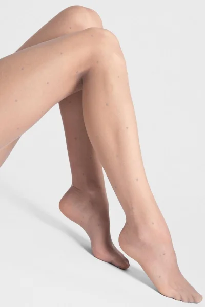 Vzorované silonky Pia - 10 DEN - Světle šedá