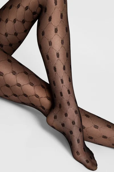 Vzorované silonky Serafina - 20 DEN - Černá