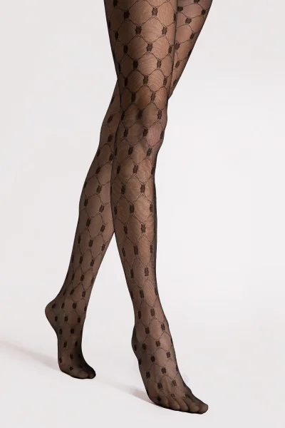 Vzorované silonky Serafina - 20 DEN - Černá