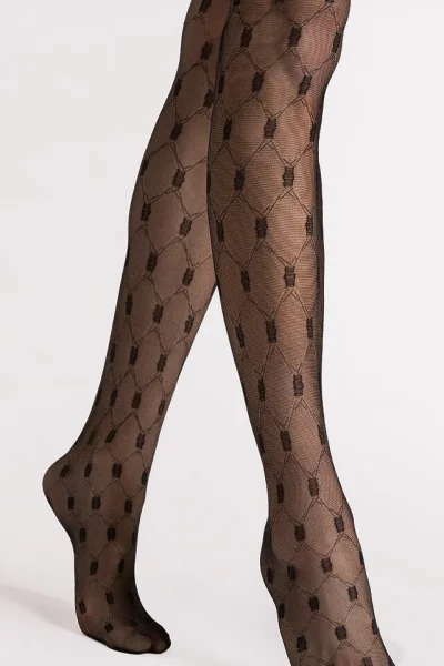 Vzorované silonky Serafina - 20 DEN - Černá