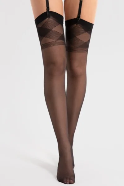 Punčochy na podvazkový pás O 4105 Losagne - 20 DEN - Černá