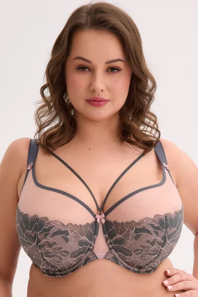 Polovyztužená podprsenka 1318 Priya - Šedo-ružová