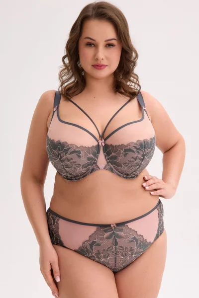 Polovyztužená podprsenka 1318 Priya - Šedo-ružová