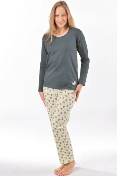 Dámské pyžamo 19169P - bavlna - Tmavě šedá